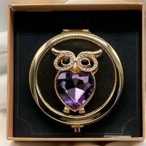 Monet Owl Compact Dual Mirror Secured in Original Box